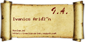 Ivanics Arián névjegykártya